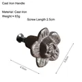 Vintage flower-shaped cast iron cabinet knob with rustic texture and mounting screws - Rose Flower Design Knob