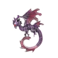 Purple and deep magenta enamel dragon brooch with red rhinestone eye on silver metal - Purple/Magenta