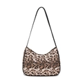Borsa sottobraccio leopardata alla moda con tracolla nera e cerniera dorata elegante - Nero