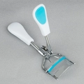 Mini stainless steel eyelash curler in blue and white colors with silicone pad - White Blue Patch Handle Eyelash Curler