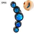 Black stainless steel ear climber featuring five blue fire opal stones in a curved design - Black - OP05 Opal Curved