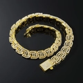 Hip-hop gold plated Cuban link chain necklace with iced-out paved rhinestones and H-letter - Necklace-20inch / Gold