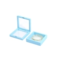 Square light blue PE film floating jewelry display box with clear suspension film - Light Blue; 70*70*20mm
