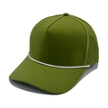 Olive green breathable quick-dry baseball cap with laser-cut holes and white rope detail - M (56-58cm) / Army Green