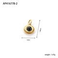 Detailed view of DIY golden flower pendant with round black natural stone and dimensions - Black