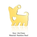 Golden stainless steel puppy charm with heart cutout and 14x15mm size details - Gold Dog with Heart (5Pcs/Pack)