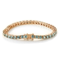 Rose gold tennis bracelet with 4mm round-cut light blue moissanite stones - 14CM (4.2CT 3mm Moissanite) / Rose Gold Blue