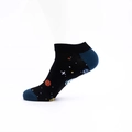 Chaussettes basses à motif astronaute noir avec talon bleu foncé et motifs de l'espace - EU 40-46 / Style Ciel Étoilé Bout et Talon Bleu Denim (03)