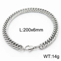 Silver Cuban link bracelet for men and women, 200mm length and 6mm width chain - Style D 6mm x 200mm