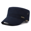 Berretto cadet blu navy in cotone con distintivo metallico montagna e occhielli outdoor - Regolabile / Nero