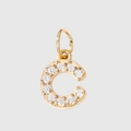 Gold plated letter C pendant with sparkling pave set zircons for jewelry making - Letter C - Gold