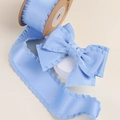 Ruban plissé bleu clair et nœud décoratif avec des bords à volants pour l'artisanat - 2,5 CM (10 Yards/Rouleau) / Bleu glacier