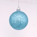 Single sparkling blue glitter Christmas ball ornament with silver string for tree decoration - 2cm / Light Lake Blue Glitter (No Cap/String)