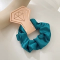 Deep teal satin scrunchie with glossy finish and diamond-shaped display card - With Diamond Card / Teal