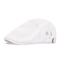 Béret d'été en maille blanche respirante avec boucle métallique réglable latérale - Blanc