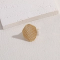 Anello a scudo geometrico con pavé di zirconi e finitura placcata oro 14K - Oro Scudo Pavé di Zirconi