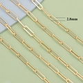 Makro-Detail einer 18K vergoldeten Büroklammerkette mit 2,8 mm Gliedbreite für DIY-Schmuck - Büroklammer-Kette / 2.8mm (3 Meter/Packung) / 18K-Gold