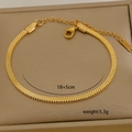 Detail of 18k gold plated snake chain bracelet showing 18+5cm length and 5.3g weight - Basic Snake Chain (6-14)