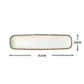 White ceramic rectangular tray with gold beaded edge and textured surface, 35.2cm long - 14 Inch Gold Rectangular Platter