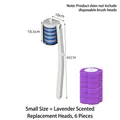 Lavender scent disposable toilet brush set with white handle and 6 replacement heads - Small Clear Base + 6 Lavender Scent Refills / Purple