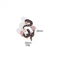 Spilla gotica con serpente nero e teschio con rosa rosa, misura 32mm x 23mm, peso 3,8g - Stile Serpente Teschio Rosa (M164#4)