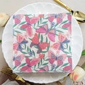 Square paper napkins with butterfly print and embossed texture on a white plate - Butterfly Texture (1109)