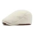 Minimalistische cremeweiße Schirmmütze aus Wollfilz im britischen Vintage-Stil - Verstellbar (55-59cm) / Gebrochenes Weiß