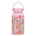 Portable 650ml pink floral stainless steel vacuum insulated water bottle with handle - Pink Pastoral Floral