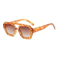 Retro geometric hexagon sunglasses with tortoise shell frame and double bridge - Yellow Hawksbill Frame Gradient Tea Lens C6