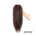 Dark brown long straight ponytail extension held by hand on white background 2M33# - Dark Auburn (2M33#)