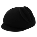 Detalle de un creativo sombrero cloché de lana negra con lindas orejas de conejo erguidas - M (56-58cm) / Negro