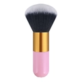 Portable pink foundation brush with soft black and white bristles and gold metal ferrule - Big Chubby Pink Gold White Tip Hair (With Net)