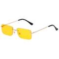 Rimless rectangular sunglasses with yellow lenses and gold metal temples - Gold Frame Yellow Lenses