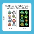 Luminous temporary robot and car tattoos for kids in bright colors, 10.5x6cm size - Luminous Robot Y-047