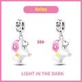 Luminous Aries zodiac charm bead in white and pink enamel for DIY bracelets - Aries