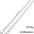 Silver stainless steel watchband chain necklace, 550x4mm size with lobster clasp - Steel Color Necklace 55cm (KN289989-Z)