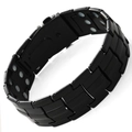 Retro black dragon pattern magnetic therapy bracelet with double row link design - Classic Three-Row - Black