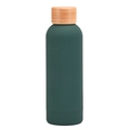Matte dark green 304 stainless steel insulated bottle with natural bamboo lid - Matte Moss Green