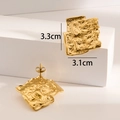 Detailed view of 18K gold plated chunky earrings with irregular wrinkled texture surface - Liquid Metal Style 2 / Gold