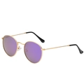 Retro round polarized sunglasses with purple mirror lenses and slim gold metal frame - Gold Frame Purple Mirror (Polarized) C10