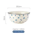 Chinese ceramic soup bowl with blue floral pattern, 8 inch size, 1400ml capacity - 8 Inch Soup Bowl (Jialan)