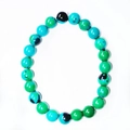 8mm cat eye stone beaded bracelet with gradient green and turquoise polished round beads - Chrysocolla