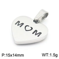 Silver heart pendant with MOM engraving in 15x14mm size made of polished titanium steel - Steel Color MOM Engraved Heart Pendant (KP100668-Z)