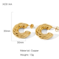 Orecchini a cerchio croissant da 30mm in rame dorato con design a spirale lucido - Stile a Forma di C Intrecciata (NYH-XC614A)