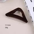 Macro detail of dark brown flocked triangle shark hair clip showing 11.5cm length size - 11.5cm Flocked Triangular Claw Clip Dark Coffee