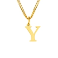 Collar minimalista de acero inoxidable dorado con un colgante grande de la letra Y mayúscula - Letra Y (Dorado)