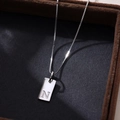 S925 silver square pendant necklace featuring letter N on a black velvet jewelry box - Letter N / Silver