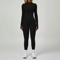 Conjunto de yoga negro para mujer con chaqueta con cremallera y leggings altos - S / 6116 Manga Larga + 6116 Leggings / Negro Premium