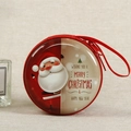Round Christmas coin purse featuring Santa Claus illustration and red hanging strap - Christmas Style 6