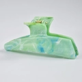 Fashionable green and white marble pattern claw clip with golden metal spring - 1# Green Marble Hair Claw